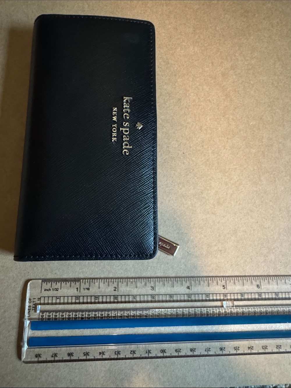 kate spade Black Saffiano Zip Wallet with Gold Logo - Picture 8 of 9
